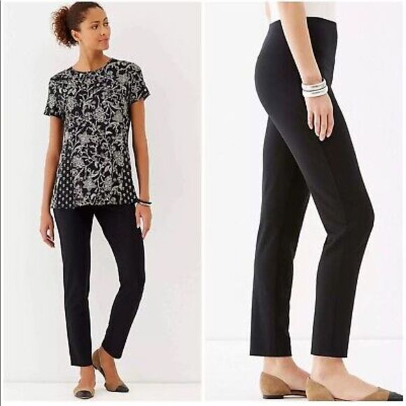 J.Jill Wearever Collection Smooth-Fit Slim Ankle Pants Black Pull On Stretch M